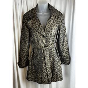 London Fog Leopard Print Trench Coat, Small.